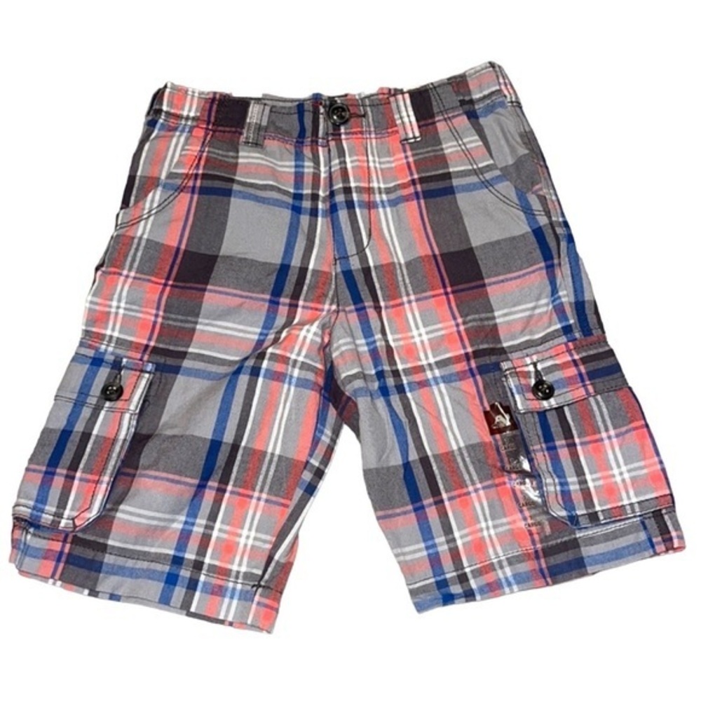 New Arizona Boy’s Plaid Madras Cargo Shorts Size 7 NWT
